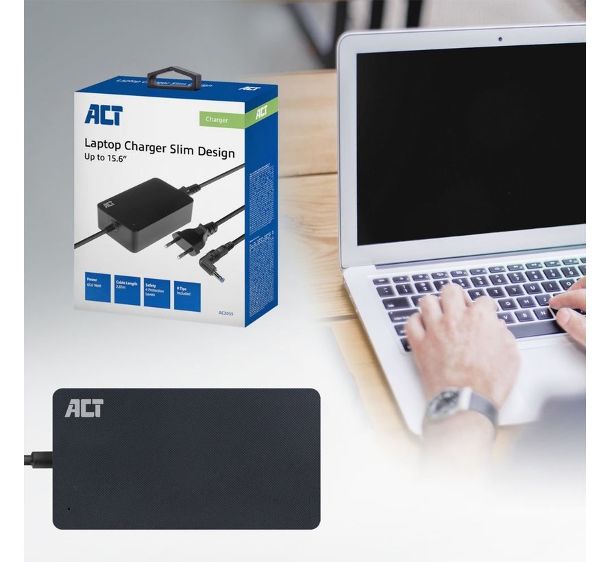 AC2055 | Universele Compacte Notebook Lader | 65 Watt | 3 Meter