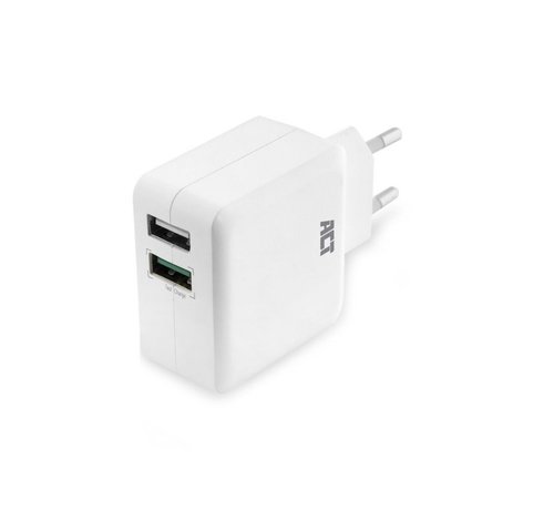 ACT AC2125 | Fast Charge Dual USB-A Oplader 30W | Wit