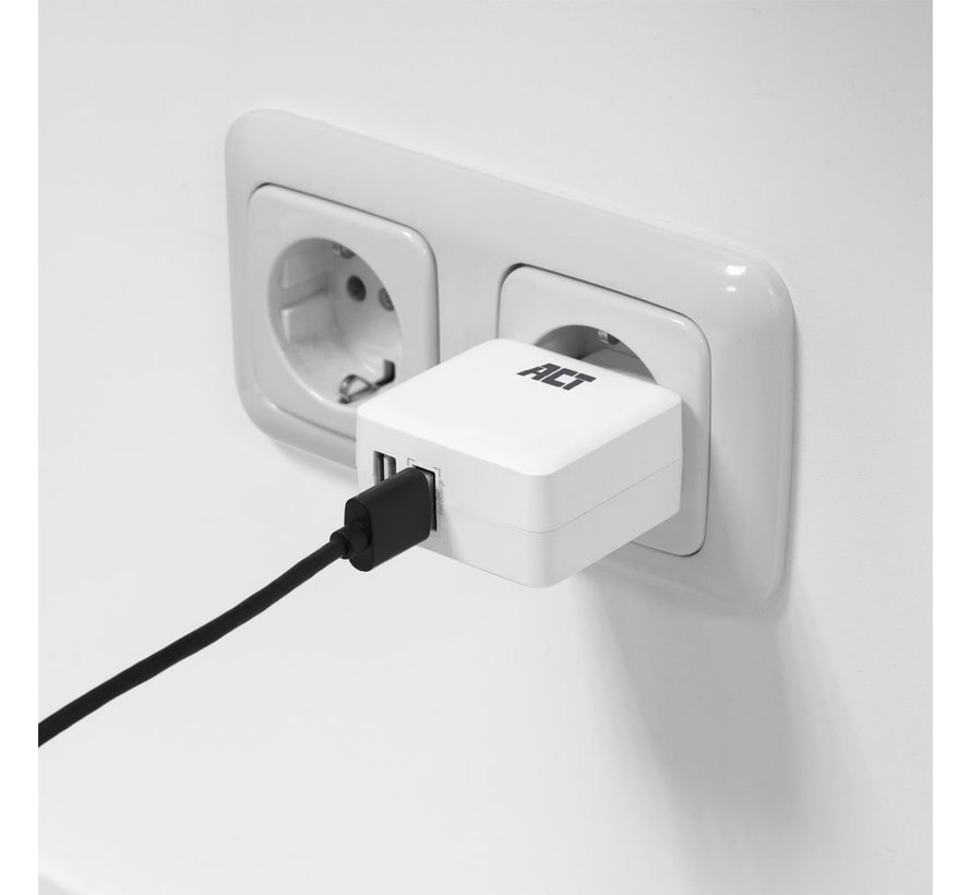 AC2125 | Fast Charge Dual USB-A Oplader 30W | Wit