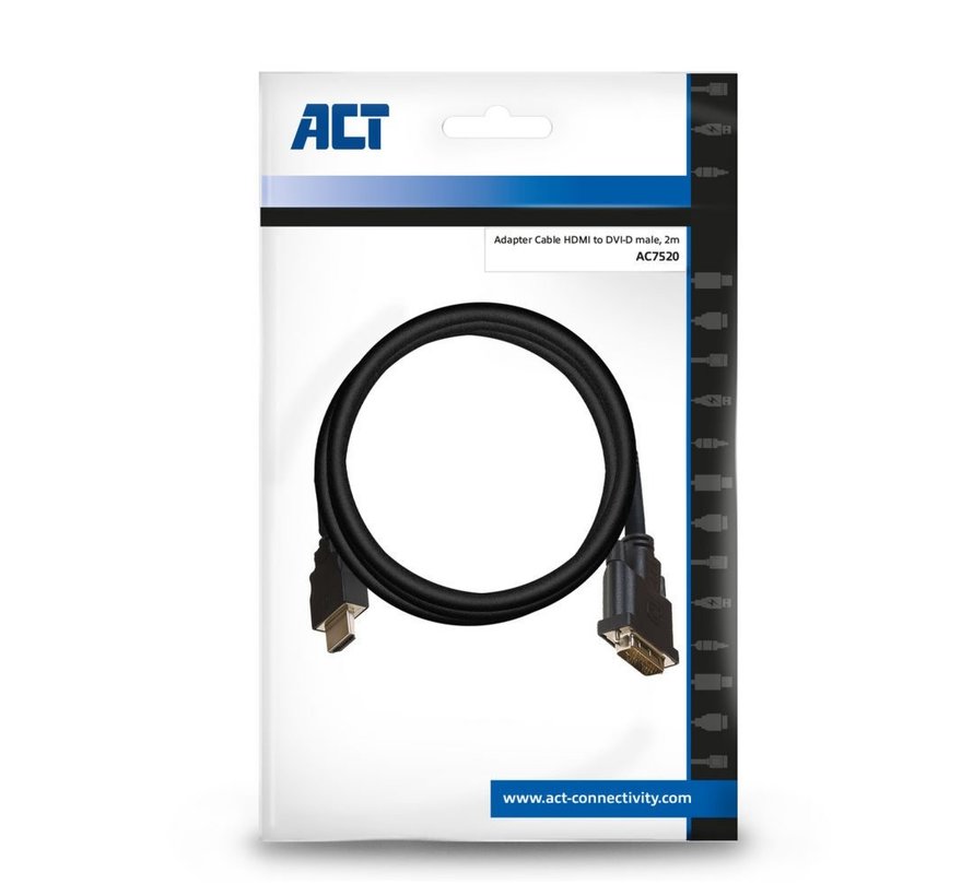 AC7520 video kabel adapter 2 m HDMI Type A (Standaard) DVI-D Zwart