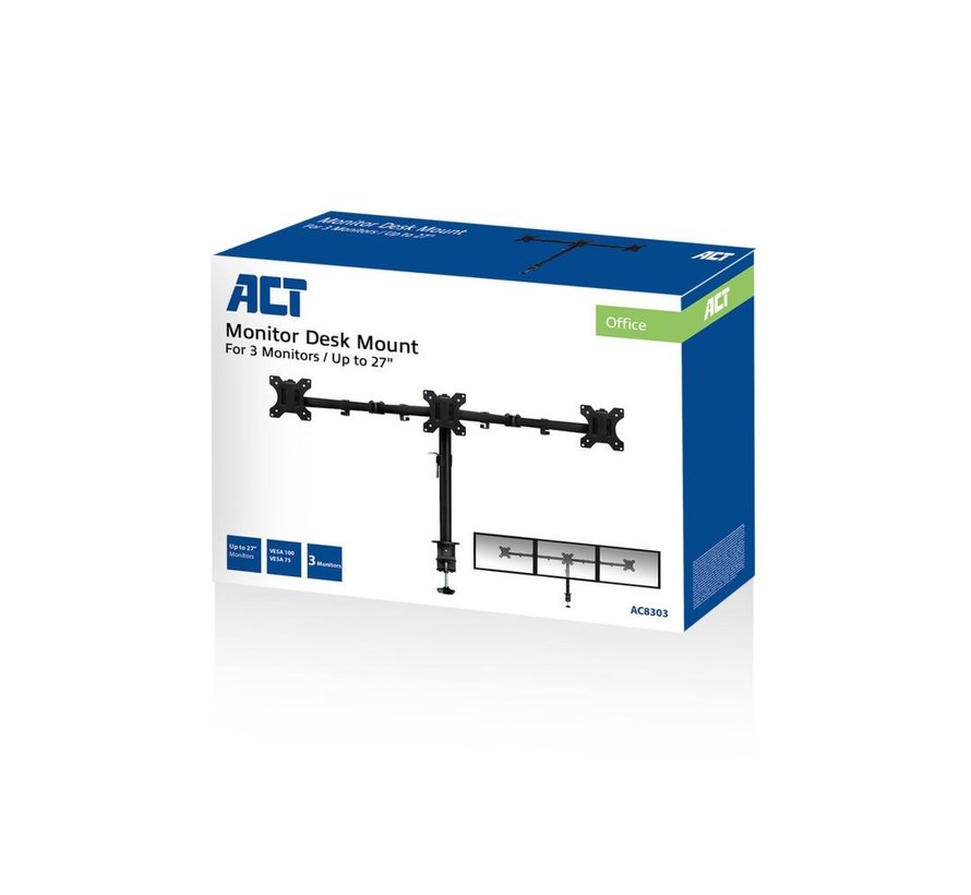 AC8303 flat panel bureau steun 68,6 cm (27") Klem/doorvoer Zwart