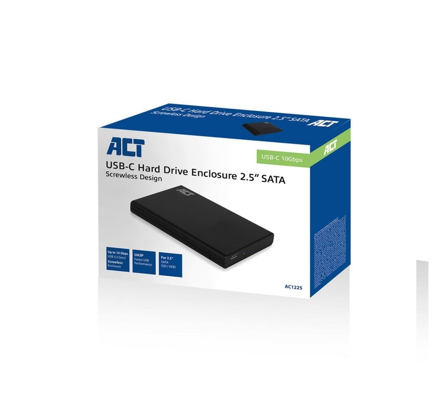 AC1225 behuizing voor opslagstations HDD-/SSD-behuizing Zwart 2.5"