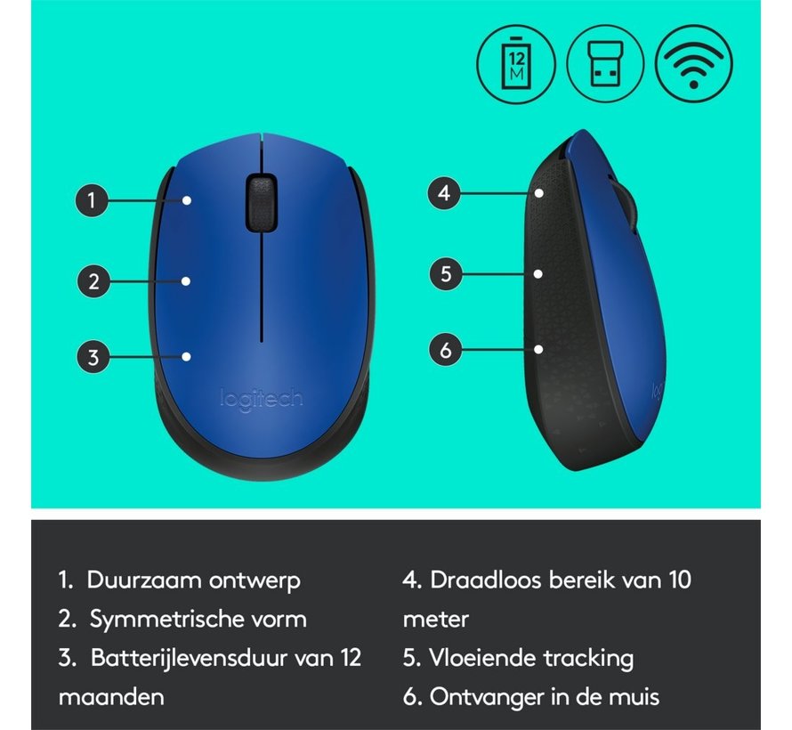M171 muis Ambidextrous RF Draadloos Optisch 1000 DPI
