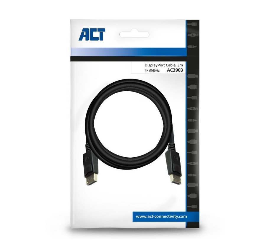 AC3903 DisplayPort kabel 3 m Zwart