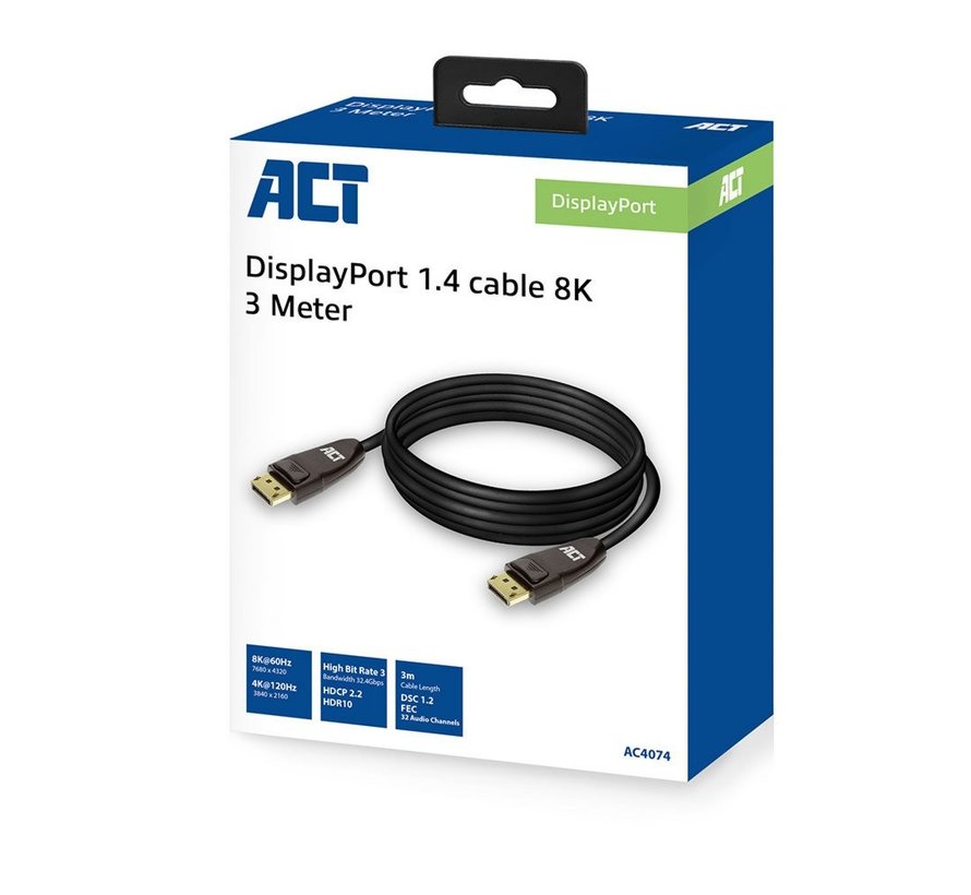 AC4074 DisplayPort kabel 3 m Zwart