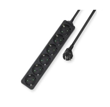 ACT AC2460 | Stekkerdoos | 6 Stopcontacten | 3 m | Binnen | Zwart