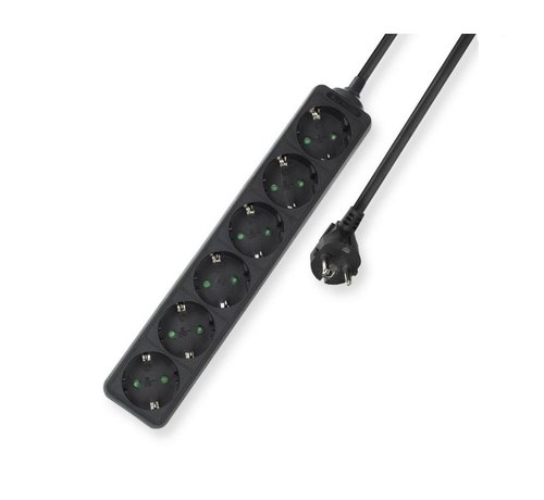 ACT AC2460 | Stekkerdoos | 6 Stopcontacten | 3 m | Binnen | Zwart