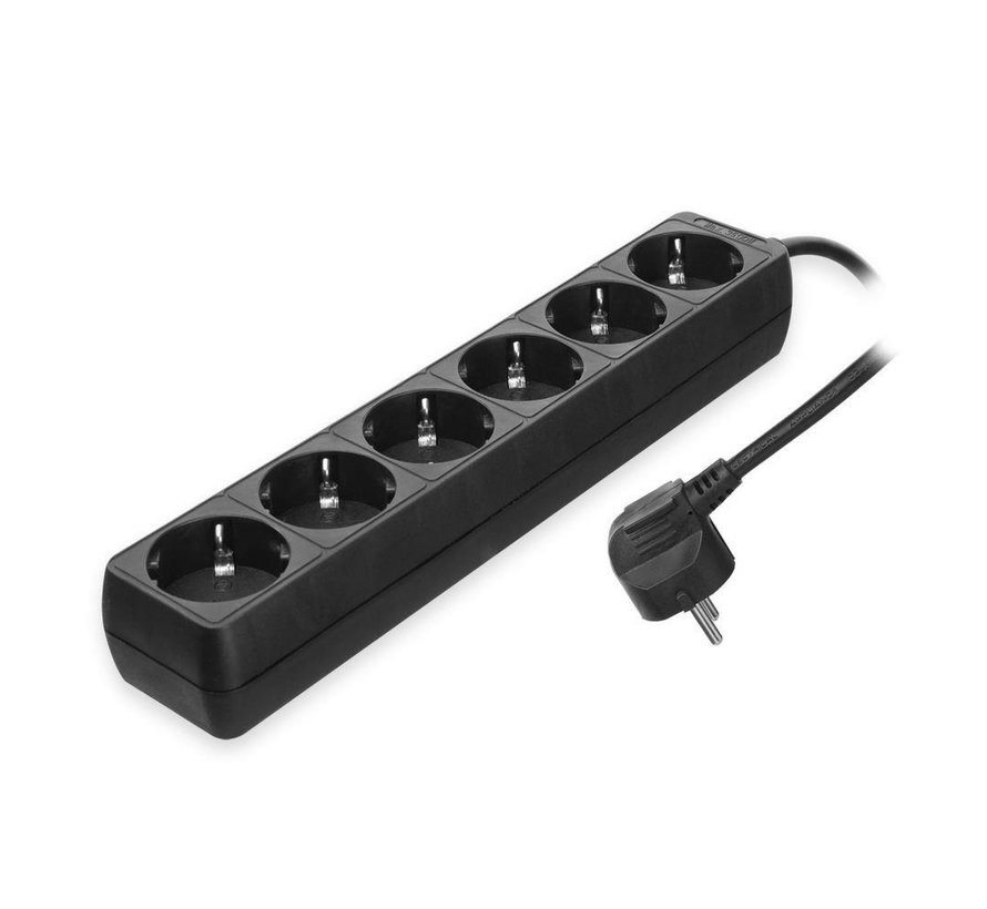 AC2460 | Stekkerdoos | 6 Stopcontacten | 3 m | Binnen | Zwart