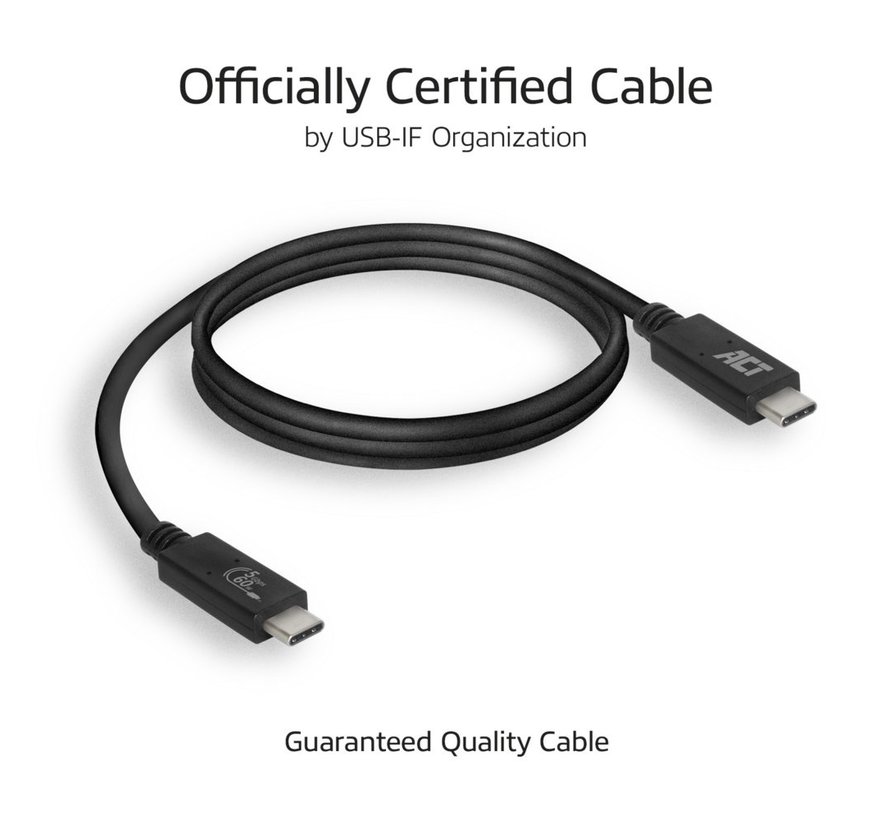 AC7402 | USB 3.2 Gen 1 Kabel | USB-C naar USB-C | 2m | Zwart