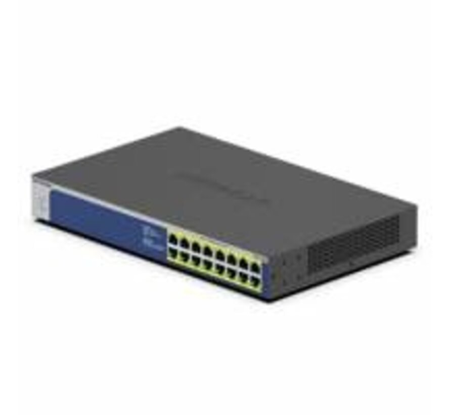 NETGEAR GS516PP Unmanaged Gigabit Ethernet (10/100/1000) Power over Ethernet (PoE) Blauw, Grijs