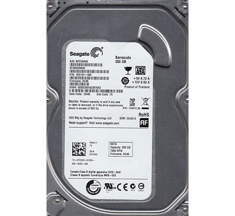 HDD  3.5inch / 250GB / 7200RPM PULLED (refurbished)