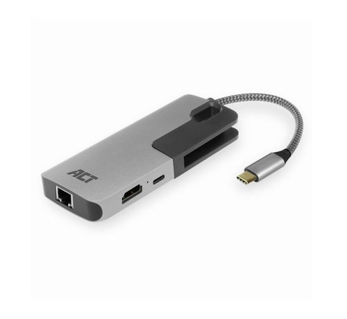 ACT AC7042 USB-C naar HDMI multiport adapter met ethernet en USB hub RETURNED (refurbished)