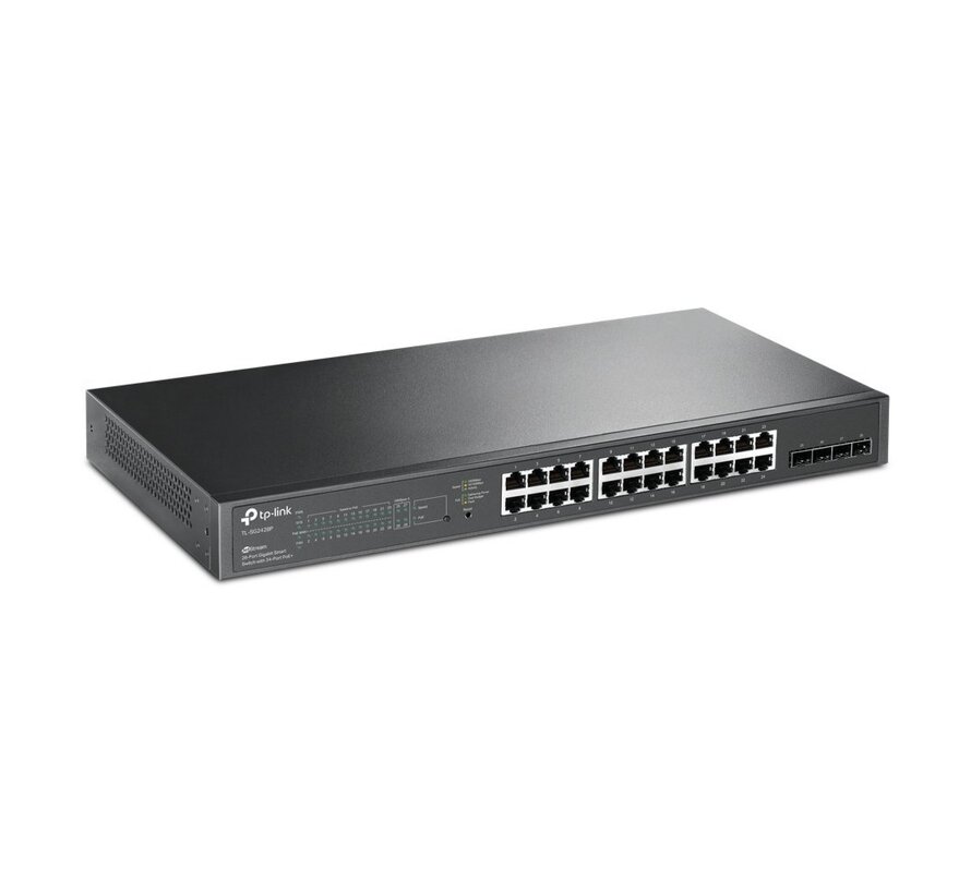 TL-SG2428P | 28-poorts Gigabit Smart PoE+ Switch | 24 RJ45 + 4 SFP | 250W PoE-vermogen | VLAN/QoS