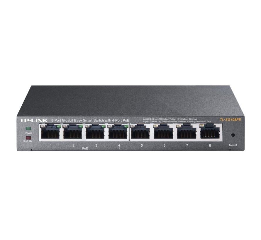 TL-SG108PE | 8-Poorts Gigabit Easy Smart Switch | 4x PoE+ | Managed
