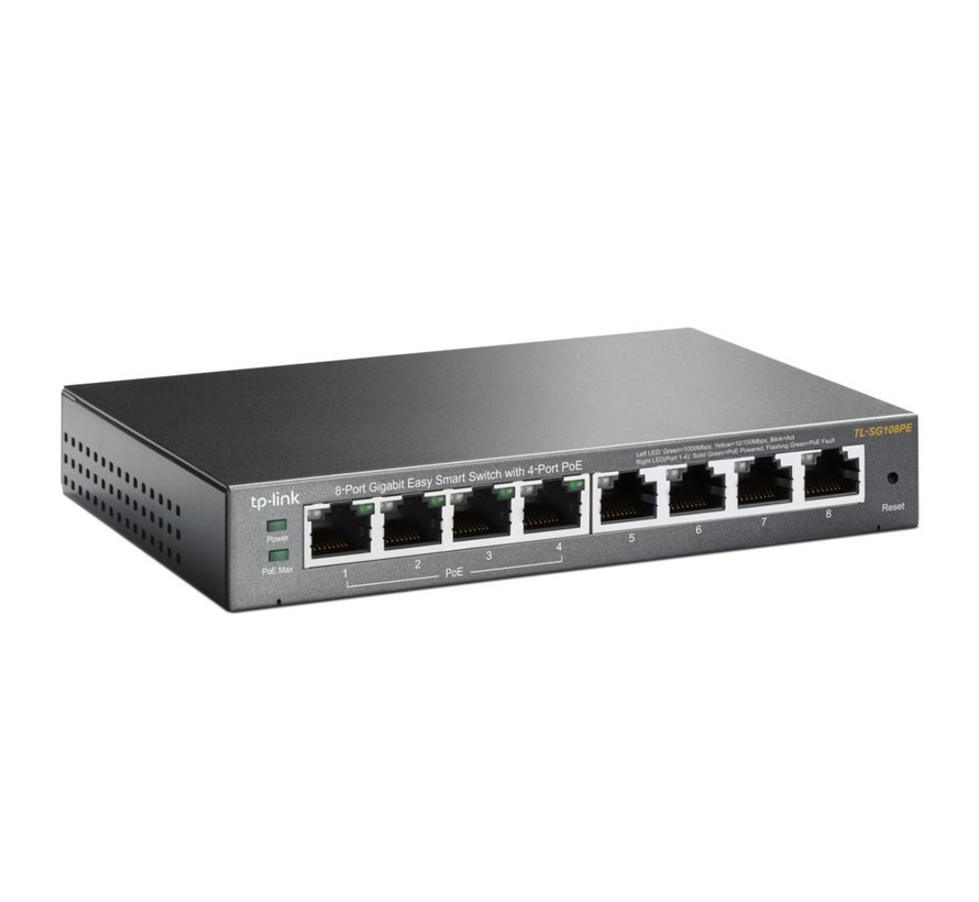TL-SG108PE | 8-Poorts Gigabit Easy Smart Switch | 4x PoE+ | Managed