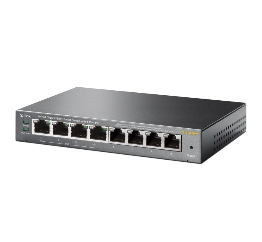 TL-SG108PE | 8-Poorts Gigabit Easy Smart Switch | 4x PoE+ | Managed