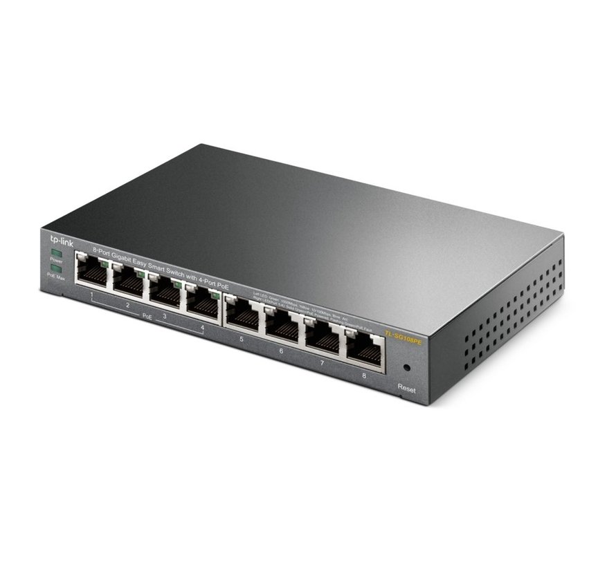 TL-SG108PE | 8-Poorts Gigabit Easy Smart Switch | 4x PoE+ | Managed