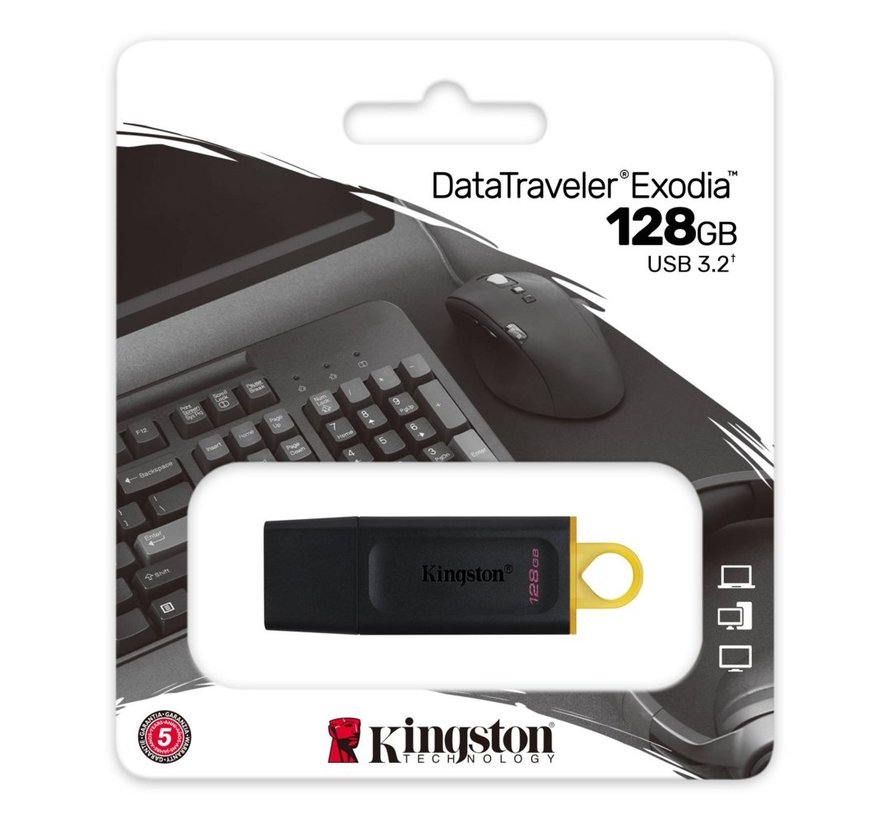 DataTraveler Exodia | 128GB USB-A 3.2 Flash Drive | Zwart