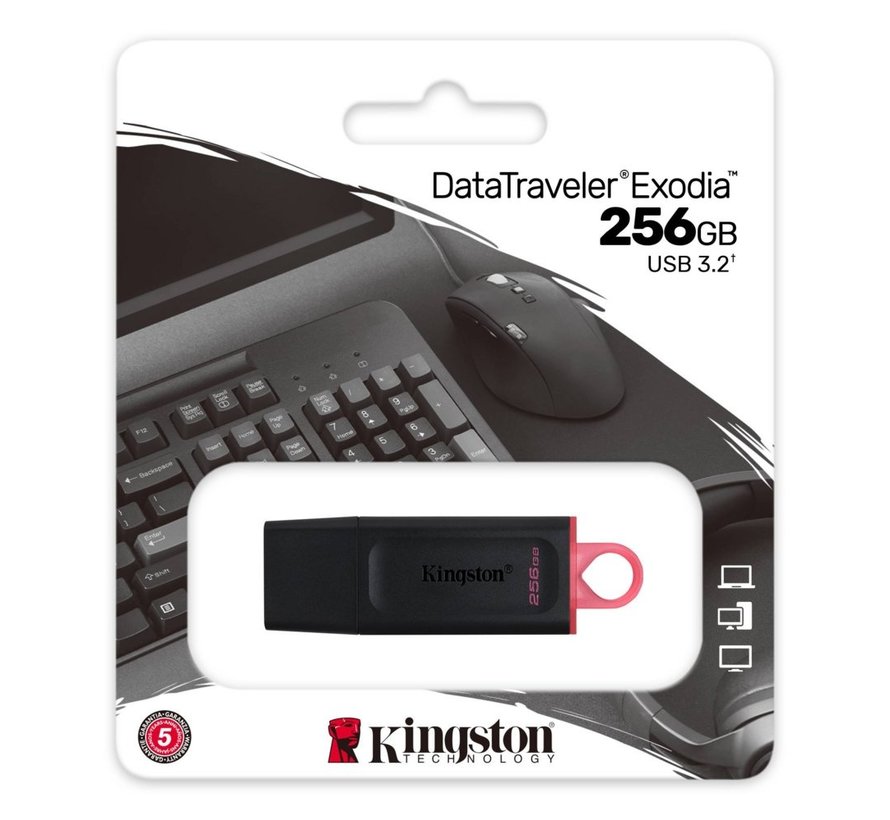 DataTraveler Exodia | 256GB USB-A 3.2 Flash Drive | Zwart