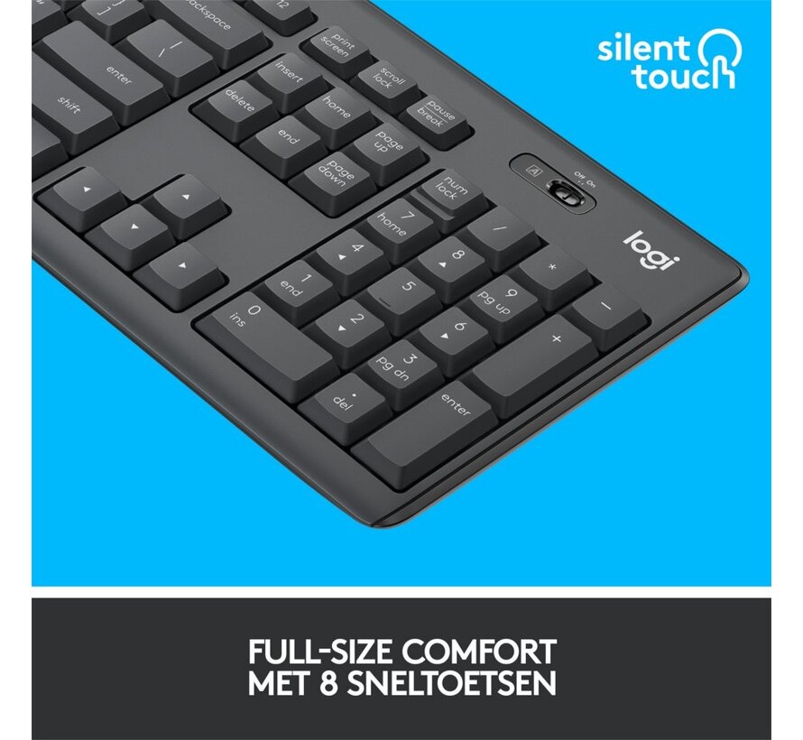MK295 Silent Wireless Combo Keyboard Black AZERTY-BE