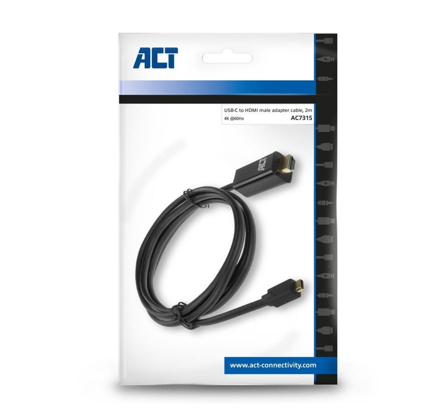 AC7315 | USB-C naar HDMI Kabel | 2 m | Zwart