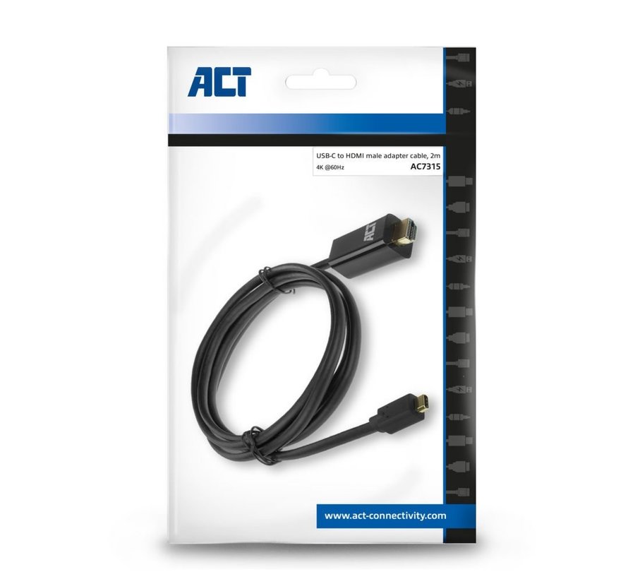 AC7315 video kabel adapter 2 m USB Type-C HDMI Type A (Standaard) Zwart