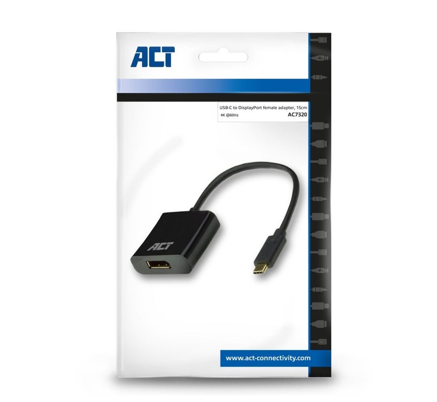 AC7320 video kabel adapter 0,15 m USB Type-C DisplayPort Zwart