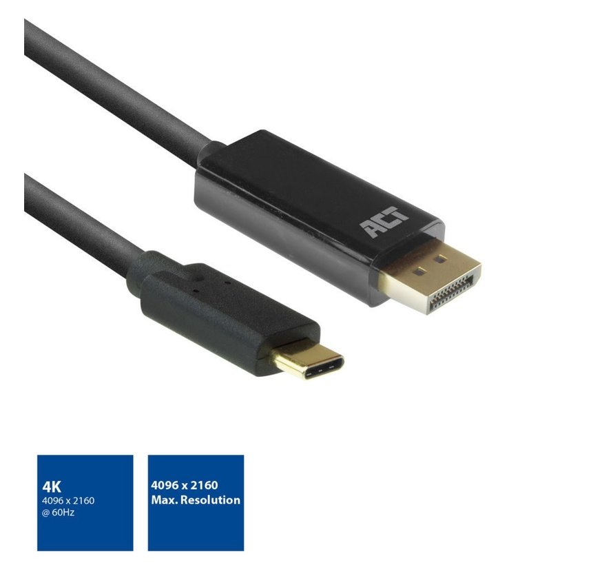 AC7325 video kabel adapter 2 m USB Type-C DisplayPort Zwart