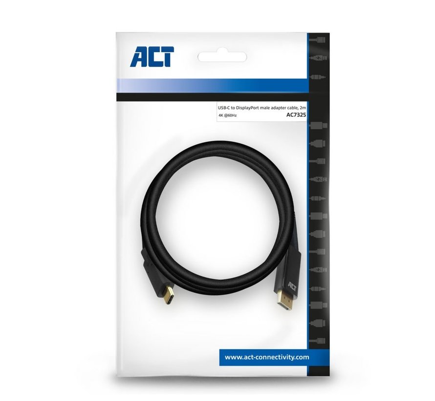 AC7325 video kabel adapter 2 m USB Type-C DisplayPort Zwart