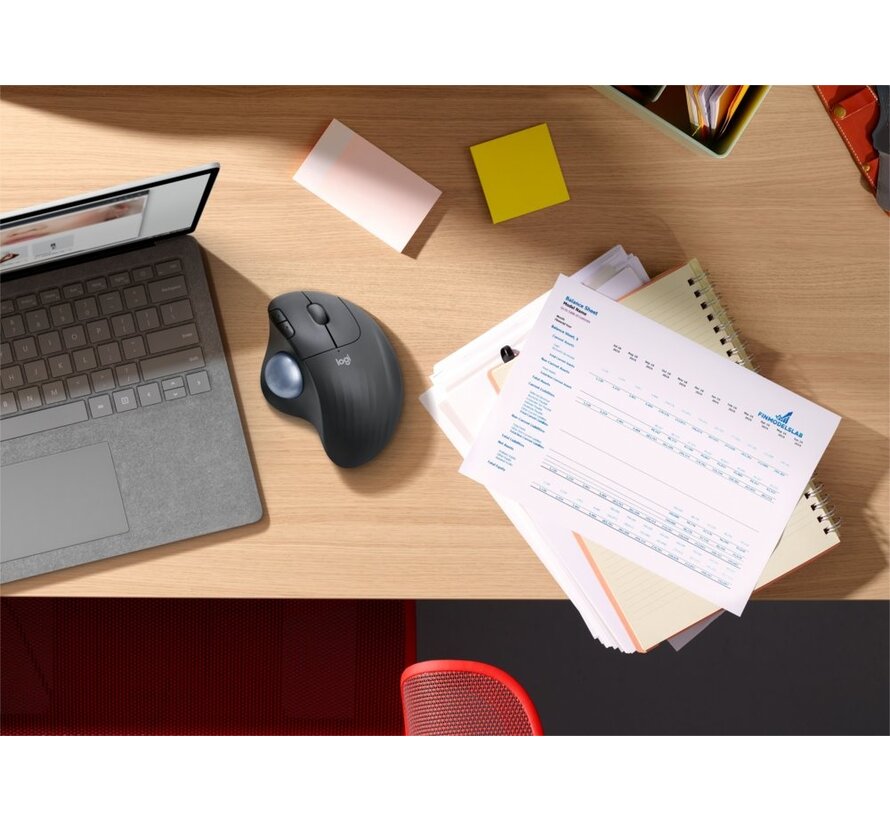 M575 Ergo Trackball for Business | Ergonomische Draadloze Muis | Rechtshandig | RF + Bluetooth | 2000 DPI | Grafiet