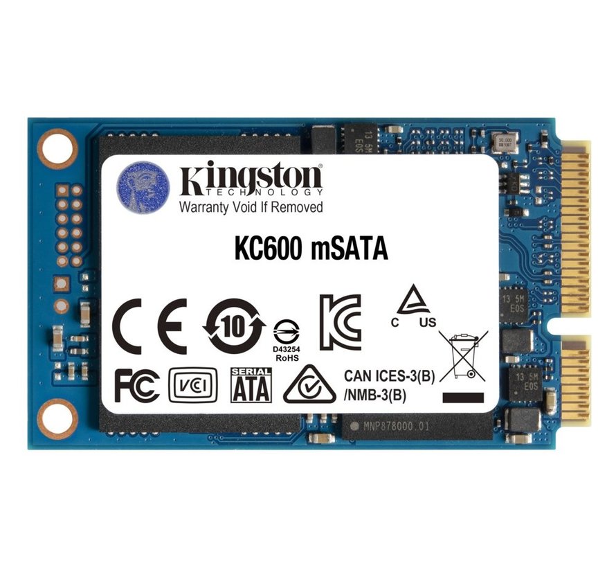 KC600 | 512GB SATA SSD | mSATA | 550MB/s Lezen | 520MB/s Schrijven