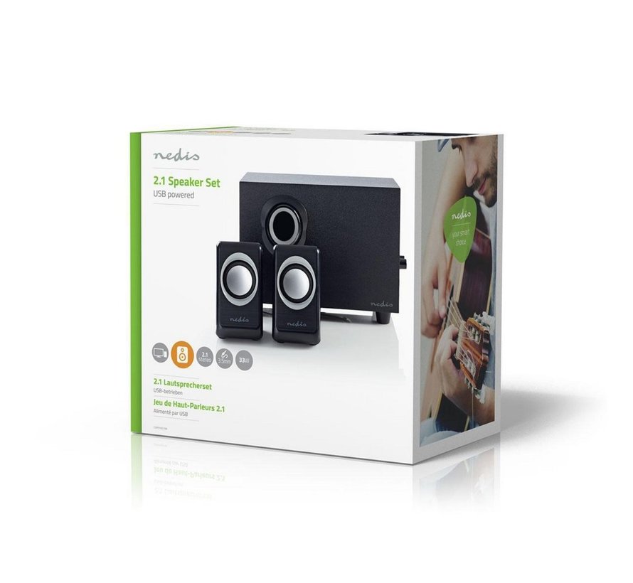 CSPR10021BK | 2.1 Luidsprekerset | 16W RMS | Zwart