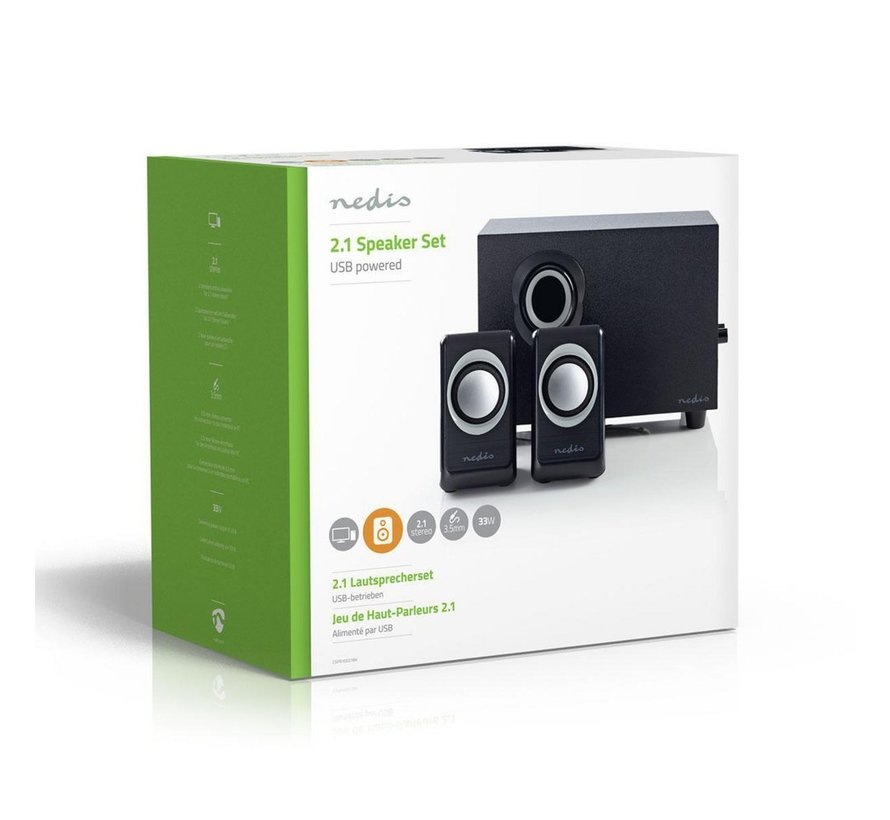 CSPR10021BK | 2.1 Luidsprekerset | 16W RMS | Zwart