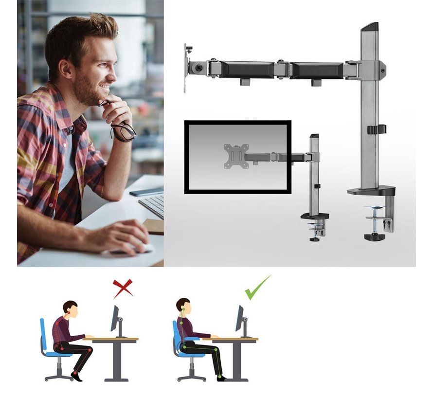 AC8335 flat panel bureau steun 81,3 cm (32") Klem/doorvoer Zilver