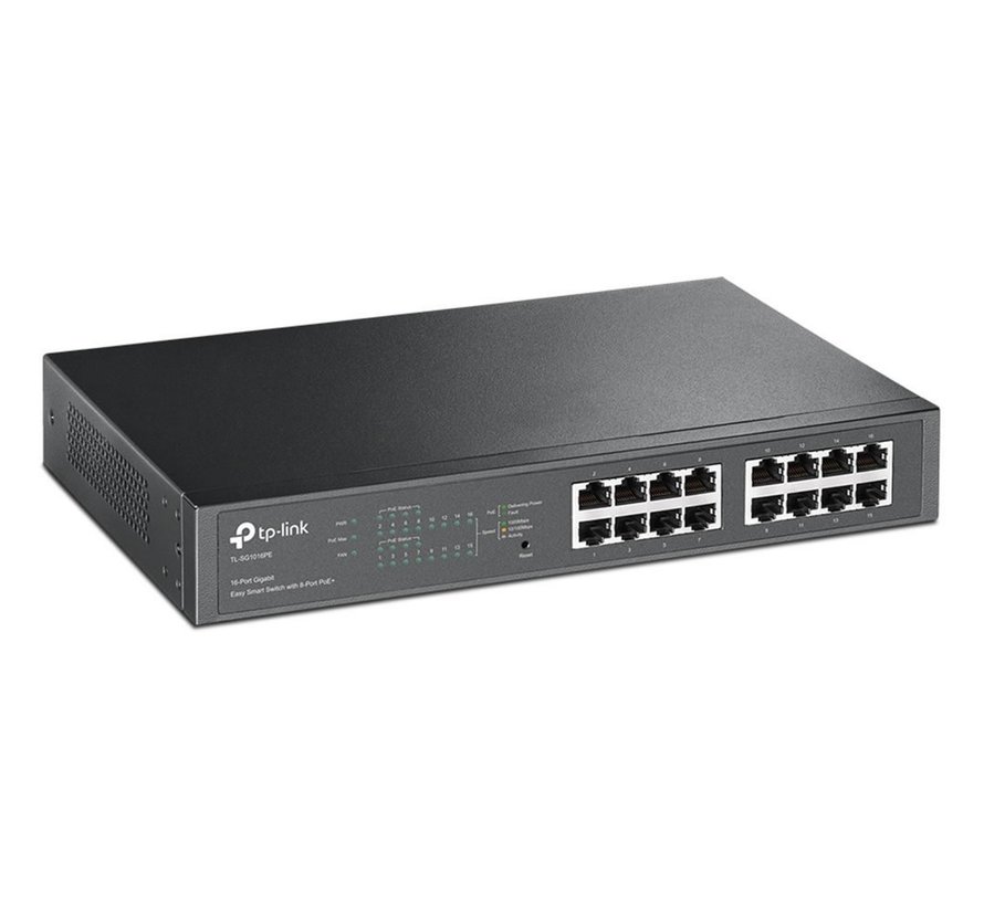 TL-SG1016PE | 16-poorts Gigabit Easy Smart PoE+ Switch | 150W PoE-vermogen | VLAN/QoS | Webbeheer