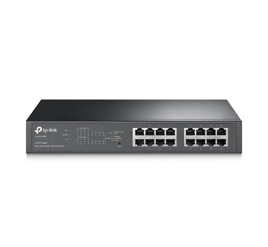 TL-SG1016PE | 16-poorts Gigabit Easy Smart PoE+ Switch | 150W PoE-vermogen | VLAN/QoS | Webbeheer