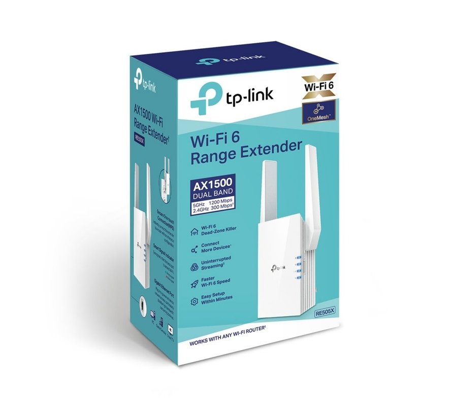 RE505X | Wi-Fi 6 Range Extender | Dual-band | 1500 Mbps | Gigabit Ethernet | Wit