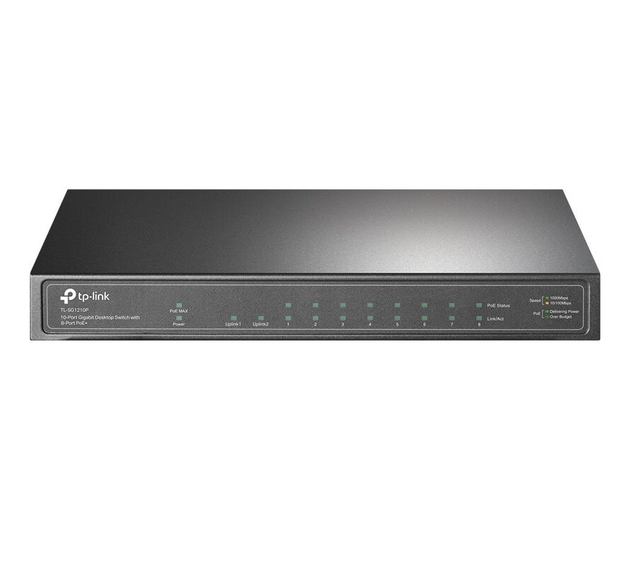 TP-LINK TL-SG1210P | Gigabit Ethernet Switch | 10 Poorten | PoE | Grijs