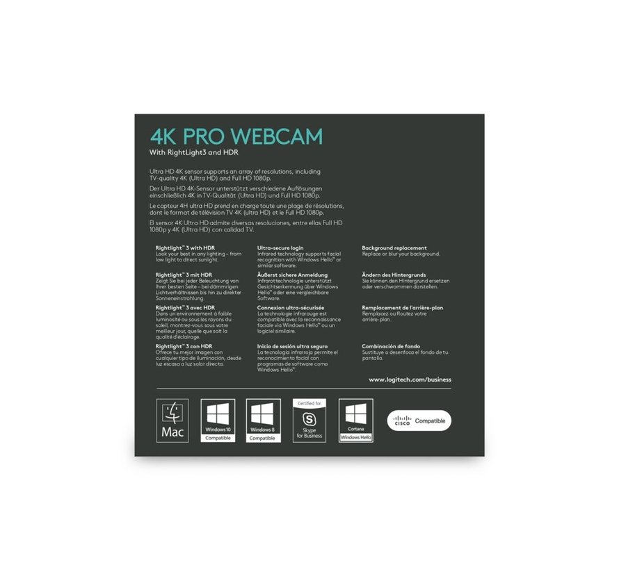 Brio Ultra HD Pro Zakelijk | 4K 30FPS USB Webcam met Microfoon