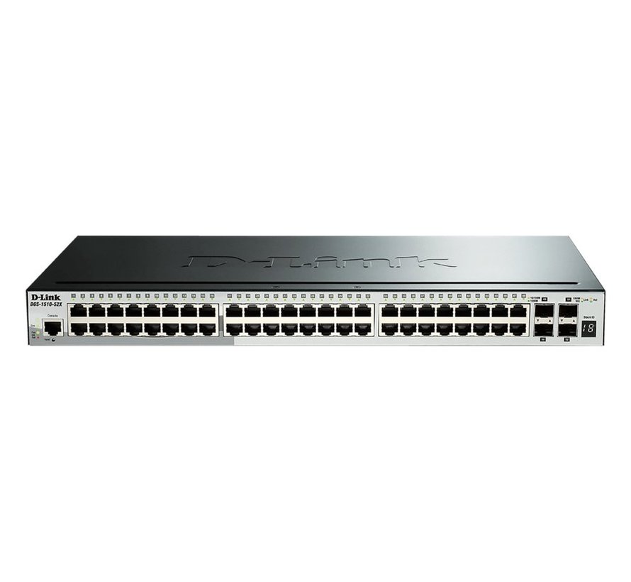 D-Link DGS-1510-20/E | 16-poorts Gigabit L2/L3 Smart Managed Switch | 2x SFP | 2x 10G SFP+ | 76 Gbps switchingcapaciteit | Rackmount 1U | Grijs