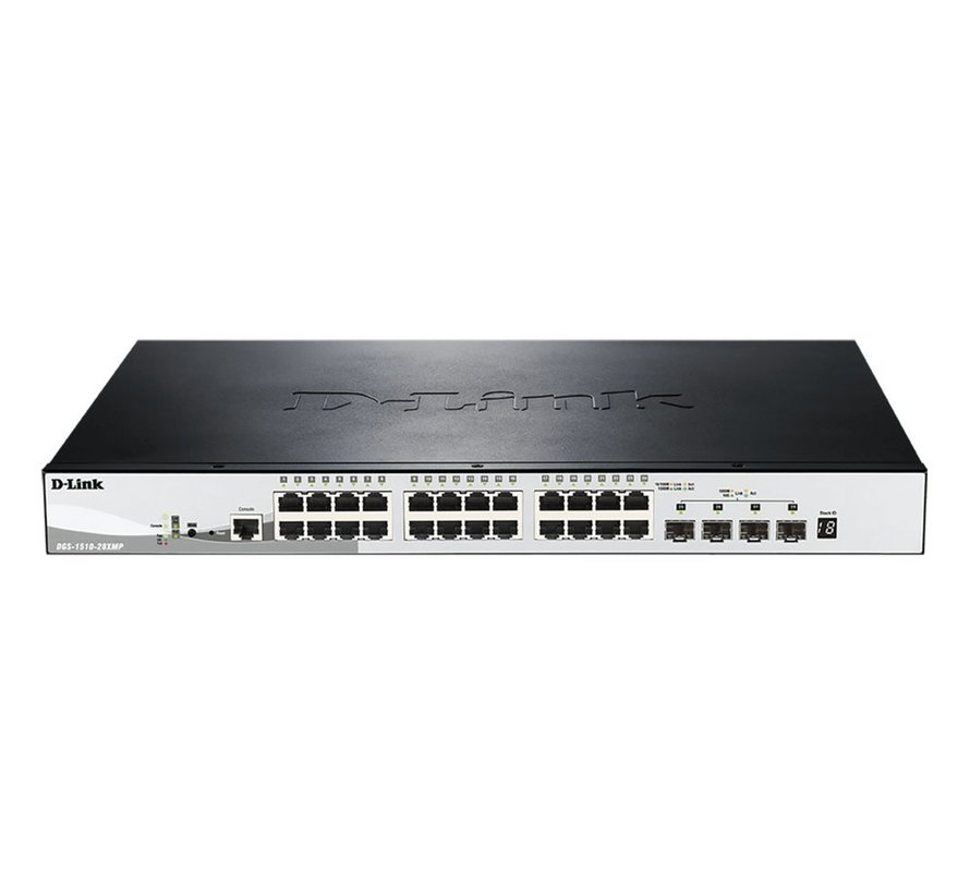 D-Link DGS-1510-20/E | 16-poorts Gigabit L2/L3 Smart Managed Switch | 2x SFP | 2x 10G SFP+ | 76 Gbps switchingcapaciteit | Rackmount 1U | Grijs
