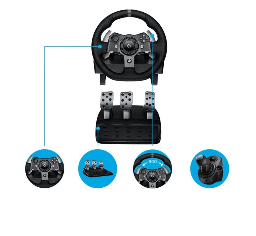 G920 Driving Force | Racestuur en pedalen | Force Feedback | 900° rotatie | USB 2.0 | Compatibel met Xbox Series X|S, Xbox One en PC | Zwart