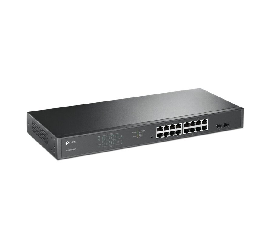 TL-SG1218MPE | 16-poorts Gigabit Easy Smart PoE+ Switch | 2x SFP | 192W PoE-budget | QoS | VLAN | Zwart