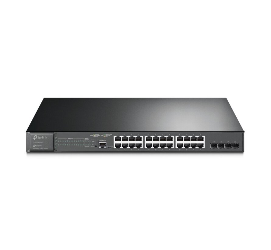 TL-SG3428MP | JetStream 28-poorts Gigabit L2+ Managed Switch | 24x PoE+ (384W) | 4x SFP | Omada SDN | Zwart