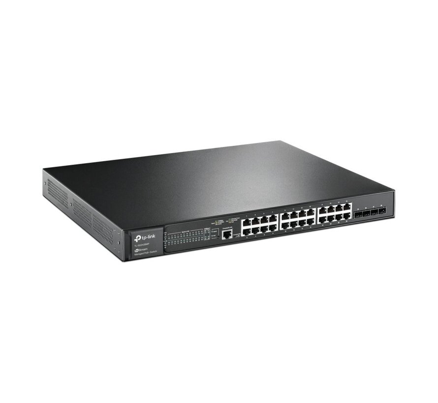 TL-SG3428MP | JetStream 28-poorts Gigabit L2+ Managed Switch | 24x PoE+ (384W) | 4x SFP | Omada SDN | Zwart