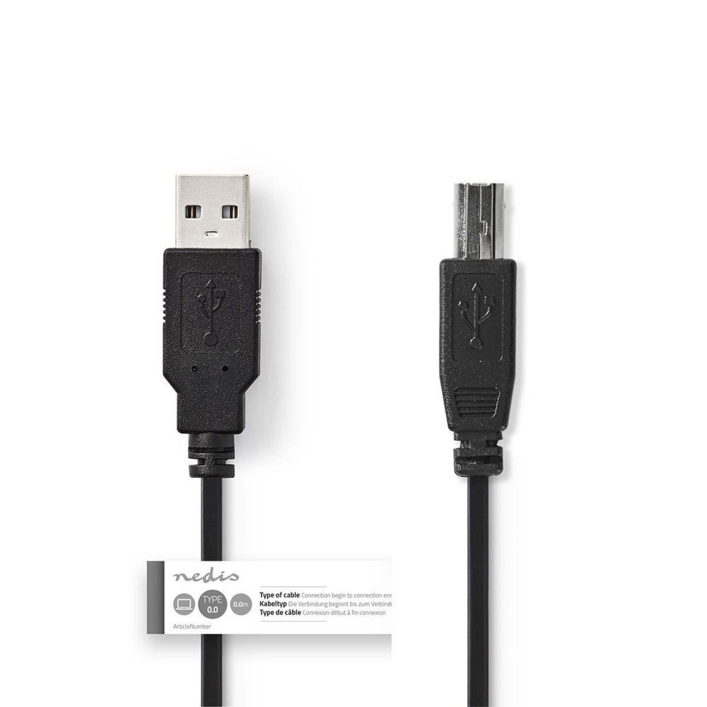 Ophef Ontbering milieu Nedis CCGT60100BK20 USB-kabel 2 m USB 2.0 USB A USB B Zwart - Pcman