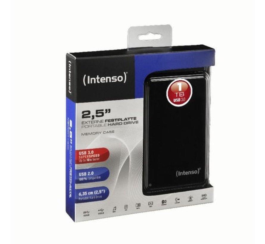 Memory Case Externe Harde Schijf | 1TB | USB 3.0 | Zwart