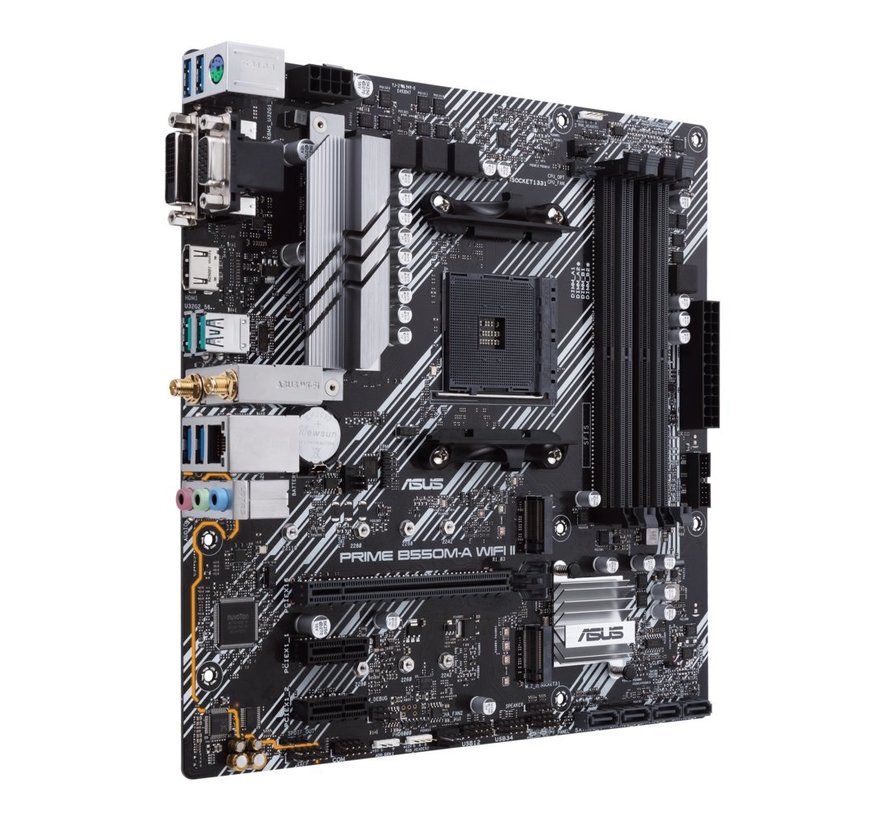 ASUS PRIME B550M-A WIFI II | Socket AM4 | AMD B550 | 4xDDR4 | Micro-Atx | Moederbord