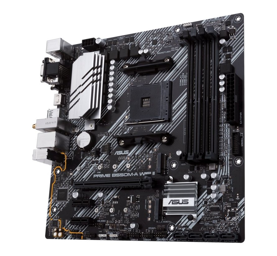 ASUS PRIME B550M-A WIFI II | Socket AM4 | AMD B550 | 4xDDR4 | Micro-Atx | Moederbord
