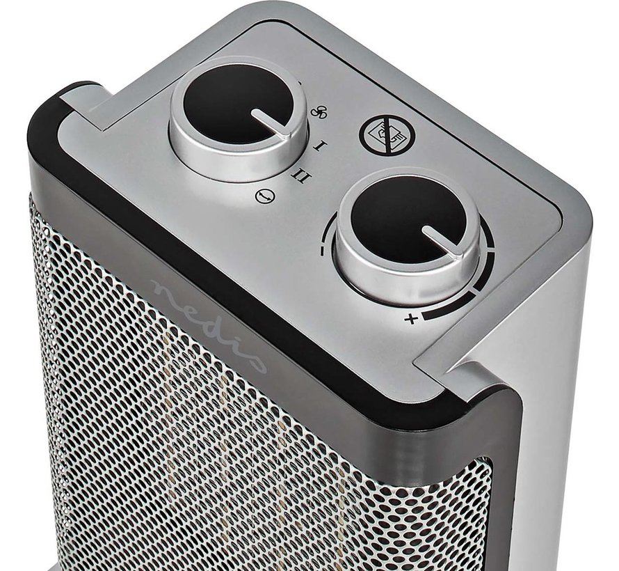 Nedis Keramische PTC-Ventilatorkachel | 1000 / 1500 W | 2 Verwarmingsmodi | Instelbare thermostaat | Draait automatisch | Oververhittingsbeveiliging | Omvalpreventie